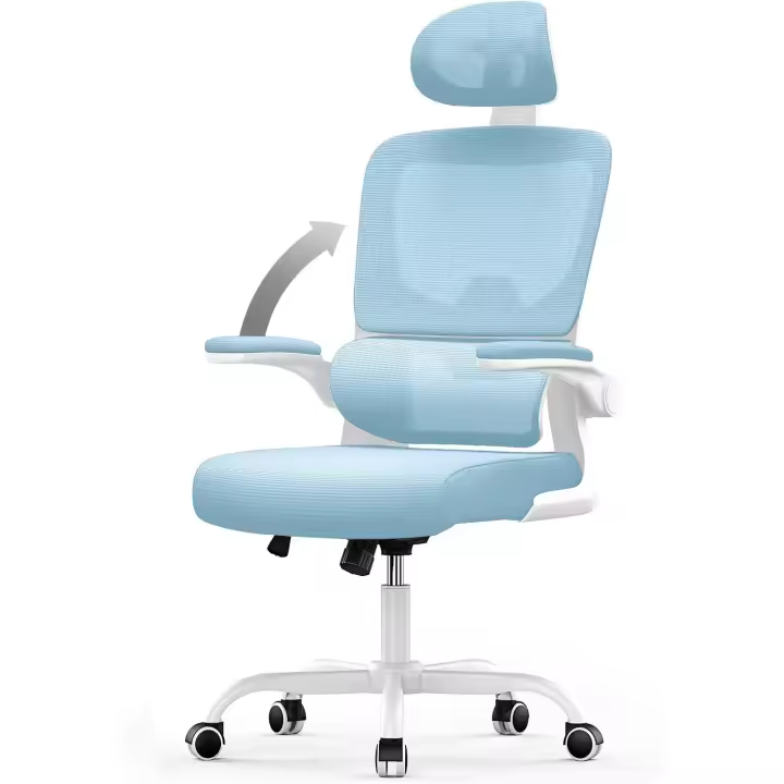 Silla de Oficina Ergonómica Soporte Lumbar, Altura Ajustable, Reposabrazos Abatible, Silla de Escritorio con Respaldar y Correa - 1