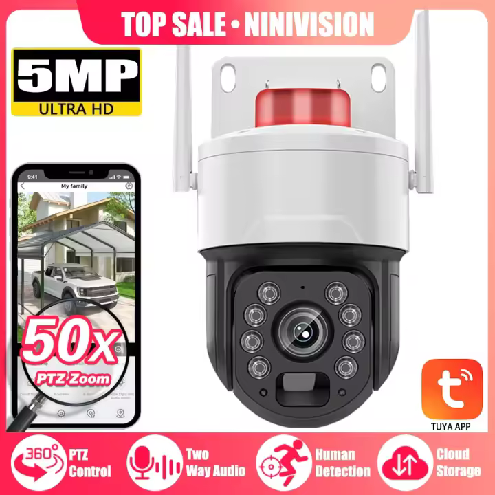 Cámara Inteligente de Seguridad Tuya Smart Life Zoom Óptico de 50X Visión Nocturna Audio - 1