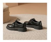 Nuevo otoño cabeza redonda de cuero suave con cordones zapatos individuales de suela plana blanco versátil británico pequeño zapatos de cuero - details 20