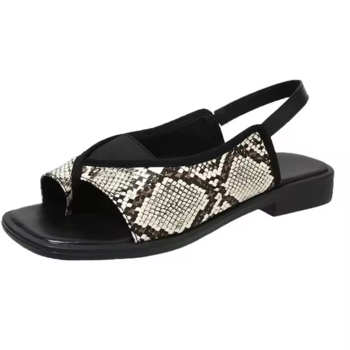 Sandalias planas de talla grande para mujer, nuevo estilo, punta cuadrada, informales, elásticas en la espalda - 1