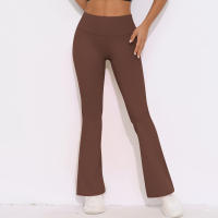 Mallas de Yoga a prueba de sentadillas para mujer, pantalones de Yoga de cintura alta, levantamiento de glúteos, pantalones de tiburón Micro acampanados, pantalones de Yoga ajustados de cintura alta - details 11