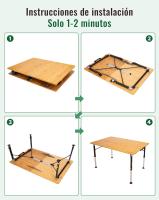 Mesa de Camping Plegable de bambú de 100 x 72 cm para 4 a 6 Personas, Marco Estable de Aluminio, 3 Alturas Ajustables con Bolsa de Transporte para jardín, Picnic, Camping - details 22