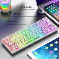Xunfox-teclado transparente inalámbrico K30Pro, Bluetooth, 3 modos, Hotswao Rgb, retroiluminado, PC, ordenador, hombre, regalos, blanco - details 2