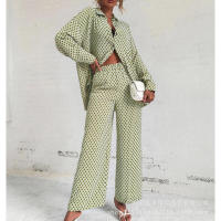 Conjunto 2025 Camisa extragrande y pantalones estampados para mujer, estampado completo, manga larga, estilo urbano - Pantalones de moda, estampado, manga, - - details 7