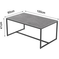 Mesa de centro de mármol para café: Mesa auxiliar de café con marco de metal estilo nórdico moderno para sofá de salón 100x60x43cm (gris) - details 1