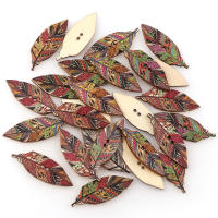 Botones de madera vintage decorados con plumas (juego de 50) - details 0
