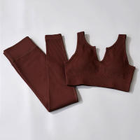 Conjunto de mallas de yoga para mujer, ropa acanalada, sujetador deportivo sin costuras, ropa de gimnasio de cintura alta para Fiess - details 1
