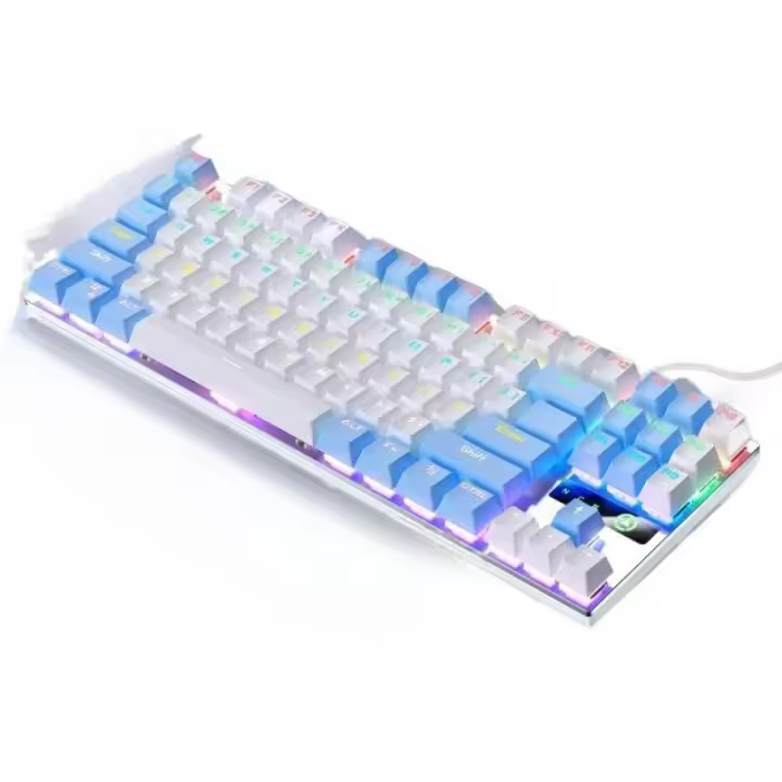 Teclado mecánico metálico 87 teclas 104 teclas eje verde luminoso eje negro accesorios informáticos juego de bloques de color - 1