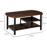 Mesa de Centro Mesa de Café con 2 Estantes para Salón Sala de Estar Dormitorio Estilo Vintage Madera 100x60x46 cm - details 2