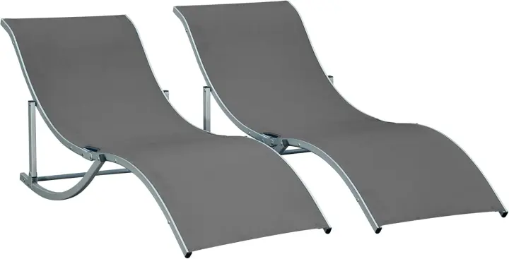 Plegables Tumbonas de Jardín con Marco de Aluminio en Forma de S Carga de 120 kg para Piscina Patio Terraza 165x61x63 cm Gris Oscuro - 1