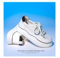 Zapatos deportivos de mujer de piel con suela gruesa y cordones, transpirables y cómodos para caminar. - details 7