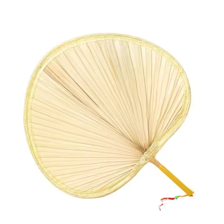 Abanico de mano tejido de bambú, ligero, Natural, estilo chino, decoración del hogar, abanico de paja, abanico de hoja de palma - 1