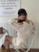 Blusa de verano a cuadros extragrande 2024 para niñas, traje de mujer, camisa de manga larga, pantalones de pierna ancha de cintura alta, trajes de dos piezas con pantalones cortos - details 35