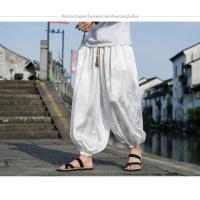 pantalones de marca al aire libre para hombres Lce seda dragón flor oscura bombachos sueltos pantalones casuales de pierna ancha de alta calidad para hombre - details 18
