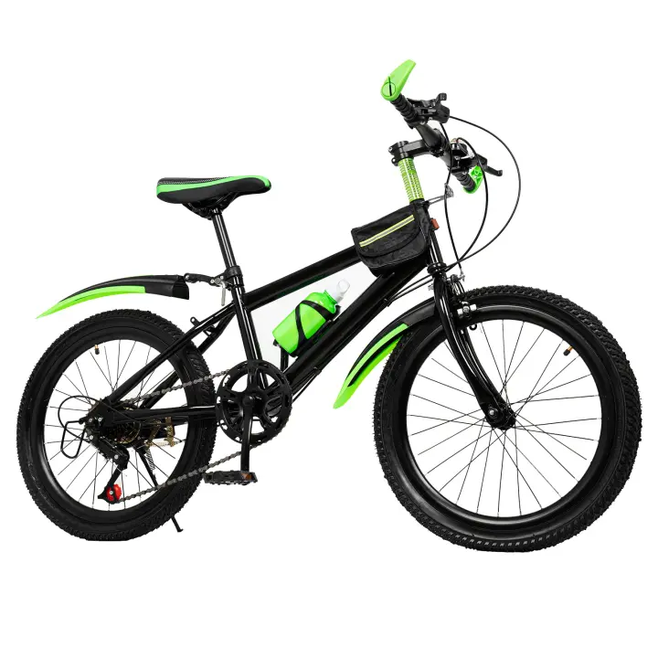Bicicleta de montaña verde para niños, cicla de estudiante, 6 velocidades, 20 pulgadas - 1