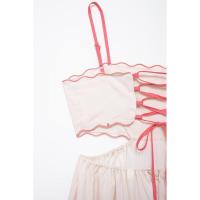 BUNO-Vestido estampado de tirantes con personalidad a la moda de verano para mujer, falda larga sin mangas con cordones y espalda descubierta - details 7