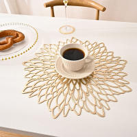 Juego de manteles individuales metálicos de PVC para mesa de comedor, almohadillas huecas para posavasos, tapetes para cuencos, hoja de vinilo, Decoración de mesa de comedor, nuevo - details 3
