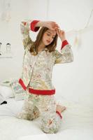 Conjunto de ropa de dormir de satén de manga larga para mujer, ropa de dormir con estampado de hierba verde, ropa informal con cuello trasero, novedad de primavera - details 4
