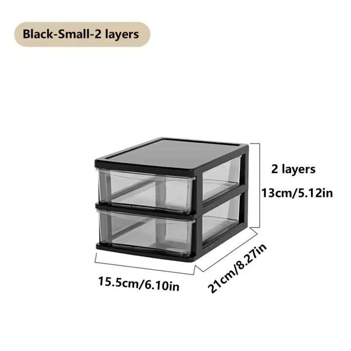Caja de Almacenamiento de Escritorio Transparente con Cajón Organizador de Mesa de Altura - 1