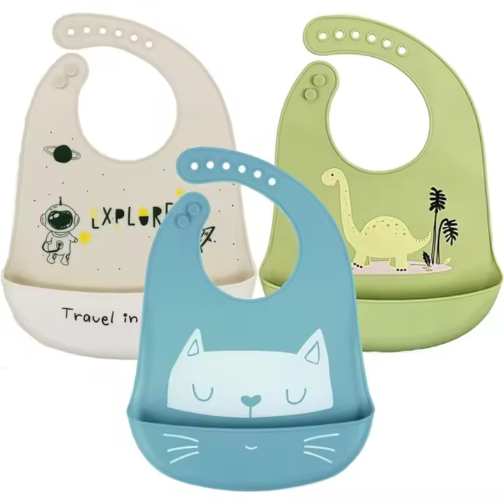 Baberos de Silicona Impermeables para Niño, ropa Suave y Flexible de 6 Meses a 6 Años, 1 año, 2 años, Grande, Ajustable, Unisex - 1