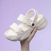 Sandalias de Playa de Cuero para Mujer 2025 Suela Gruesa, Doble Hebilla, Moda de Verano, Diseño de Pisando Mierda - details 3
