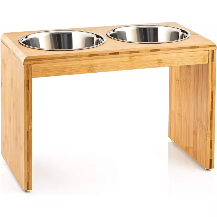 Comedero Elevado Premium para Perro Gato Mascota Doble Bol de Acero Inoxidable con 2 Bolsas Extra de Recambio (Grande) - 1