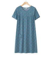 Camisón de mujer de verano de manga corta de algodón y poliéster para personas mayores, estilo casual de longitud media - details 2