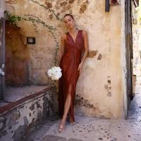 Vestido de noche sin mangas con escote en V profundo para mujer, vestido de moda, sexy - details 33