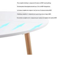 Mesa de Comedor, Estilo escandinavo Ronda Mesa y Patas de Madera de Haya, 80*72 cm, Color Blanco - details 11