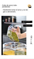 Dispensador de cereales y arroz, contenedor giratorio de 360 °   para alimentos secos de cocina con 6 compartimentos, fácil de q - details 3