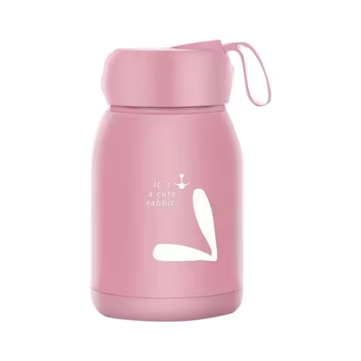 Botella de agua de conejo de dibujos animados para niños, 1 piezas, botella de té bonita y duradera, botella de bebida Kawaii, botella de vidrio portátil para niños y niñas estudiantes - 1