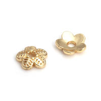 50 Uds. De cuentas redondas de latón de Color dorado de 18K, tapas de hojas de árbol y flores, suministros para hacer cuentas de joyería, accesorios Diy - details 92