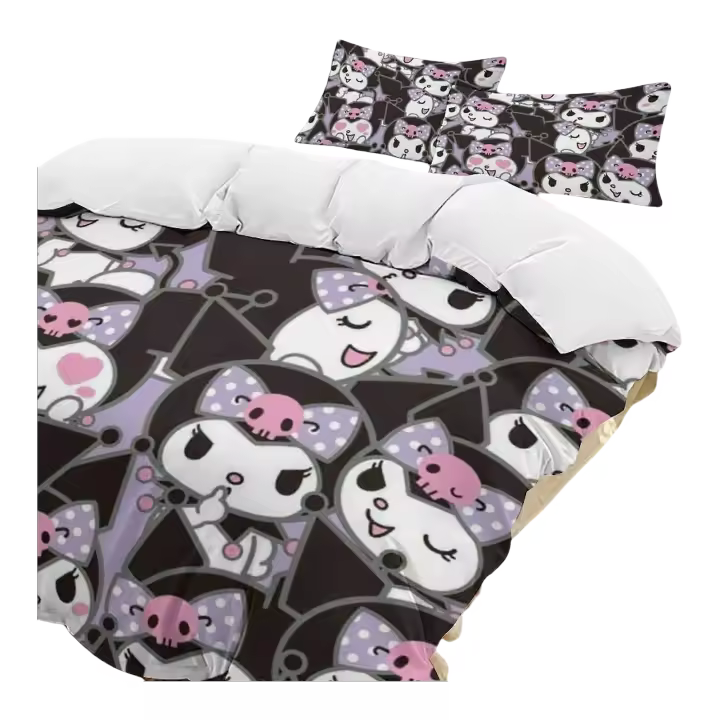 Juego de Ropa de Cama Kuromi Ligero y Cómodo Set de 3 Piezas de Dibujos Animados en Varios Tamaños - 1