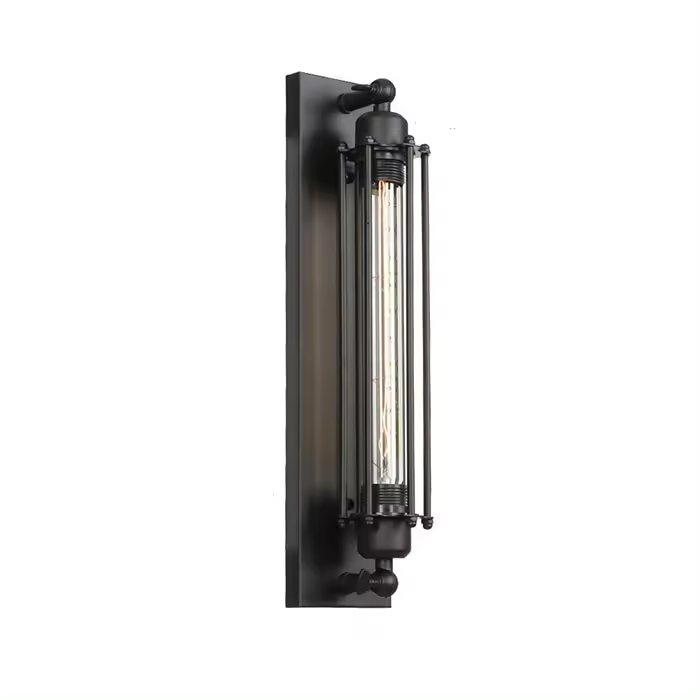 Bombilla rústica Vintage T300 Edison, luz de pared, filamento incluido, lámparas de pared, lámpara de Metal, candelabro de pared para cocina, escalera, negro - 1