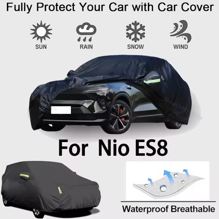 Cubierta completa para coche para Nio ES8, equipo protector para exteriores, resistente a la nieve, protector solar, accesorios para automóviles impermeables y a prueba de polvo, negro - 1