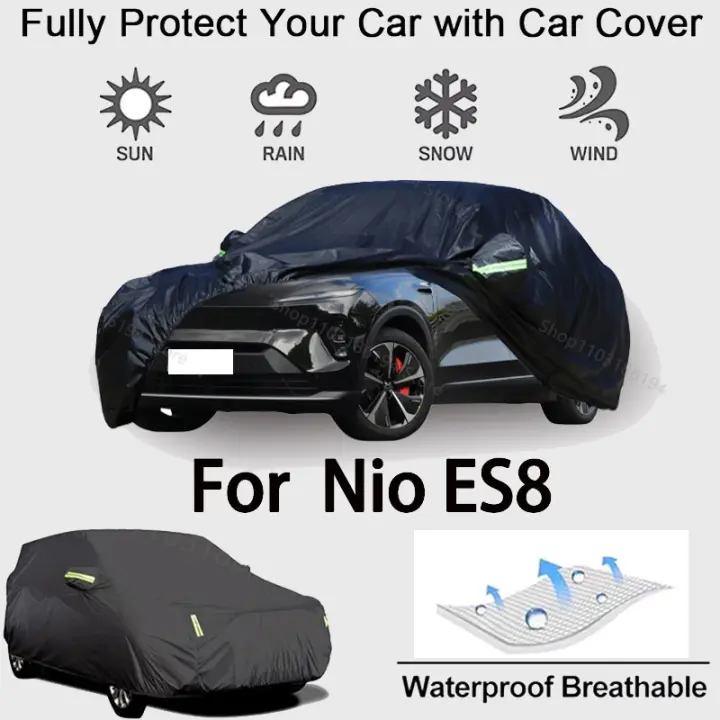 Cubierta completa para coche para Nio ES8, equipo protector para exteriores, resistente a la nieve, protector solar, accesorios para automóviles impermeables y a prueba de polvo, negro - 1