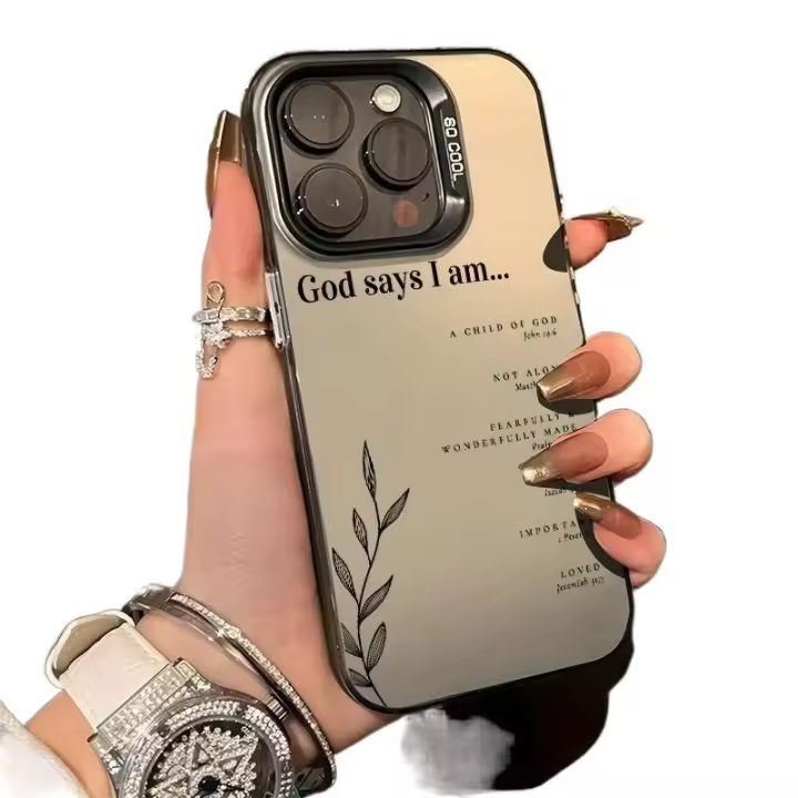 Funda de teléfono plateada estética de afirmaciones cristianas a prueba de golpes para Iphone 16 11 15 14 13 12 Pro Max Plus regalos cristianos - 1