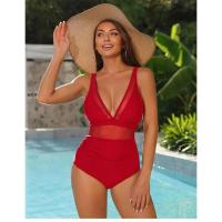 Traje de baño de una pieza con cobertura total de malla con control de barriga para mujer - details 13