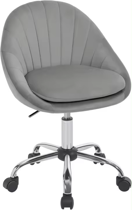 Silla Escritorio, Silla Oficina con Ruedas, Silla Tocador Giratoria con Respaldo Amplio, Silla Ordenador Terciopelo, Silla Ergonómica de Estudio y Salon, Marco Metalico, Rosa, BS167rs - 1