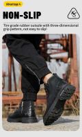 Botas de trabajo negras impermeables y antideslizantes para hombre y mujer, calzado de seguridad antiperforación, calzado deportivo con punta de acero - details 8