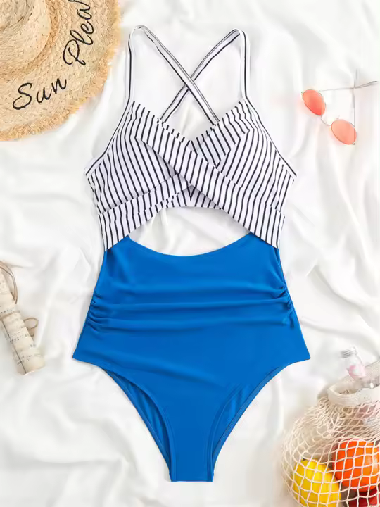 Bañador de una pieza con realce para mujer, traje de baño Sexy ahuecado, ropa de playa para verano - 1