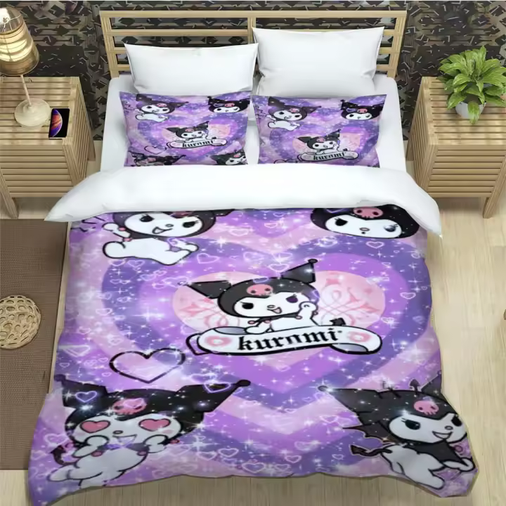 Exquisito Conjunto de Ropa de Cama de Dibujos Animados Cubierta de Edredón, Cojín, Funda de Cama - 1