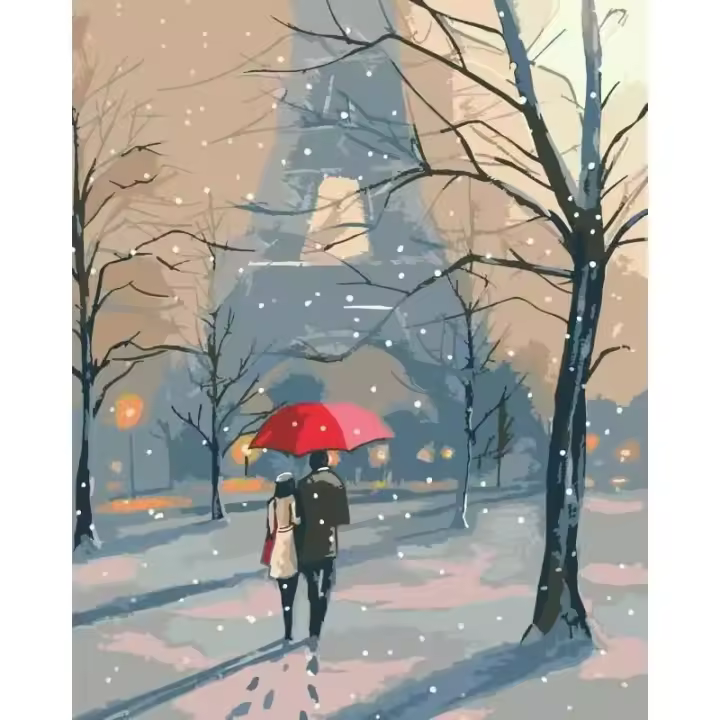 Cuadro de Paisaje de Nieve Ruopoty Pintura al Número en Lienzo Kit de Pinturas DIY Arte Regalo Decoración del Hogar Material de Lienzo Tamaño 40x50cm - 1