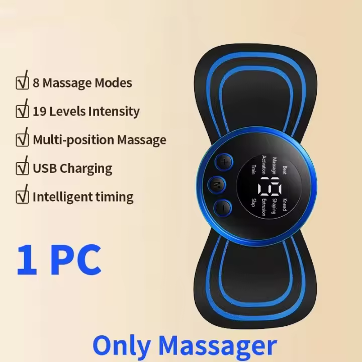 Masajeador Portátil MUKASI, 8 Modos, 19 Niveles, Masajeador EMS Inalámbrico, Masajeador de Hombros y Cuello, Alivio del Dolor Muscular, Mini Masaje Cervical - 1