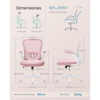 Silla de Oficina, Silla de Escritorio de Malla, Silla Giratoria Ergonómica, Soporte Lumbar, Oscilante, Asiento de 53 cm, Apoyabrazos Abatibles, Negro OBN037BKV2 - details 33