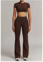 Conjunto de Gimnasio Yoga UDS para Mujeres Ropa de Entrenamiento de Manga Corta, Camisón Largo, Monos de Camping PIESS, Shorts de Correr - details 11