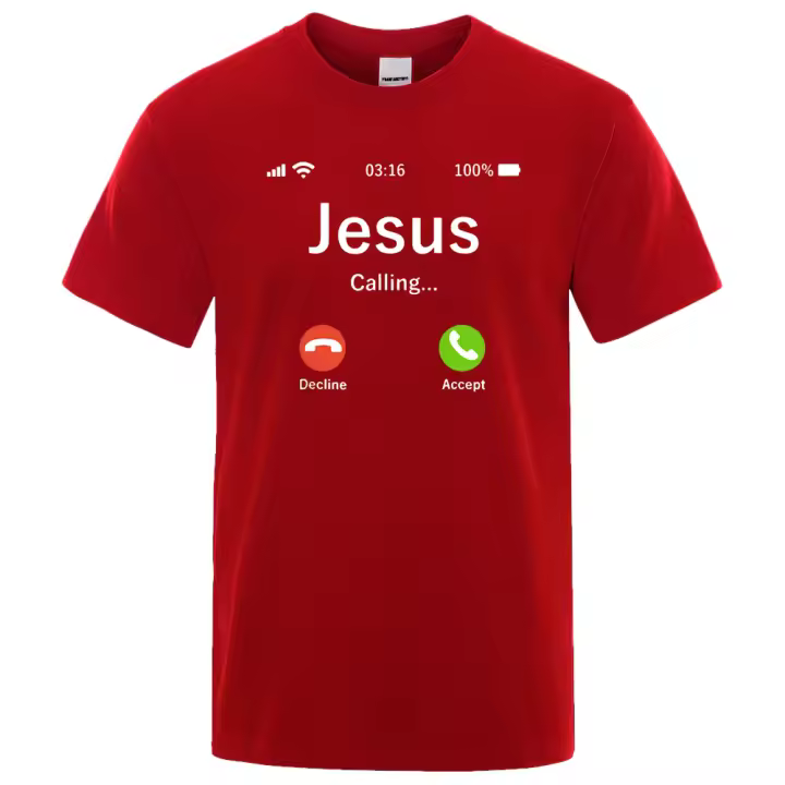Camisetas de algodón de marca de verano para hombre, camisetas de Jesús, ropa de calle divertida, llamadas, aceptar o decorar diseños, Tops - 1