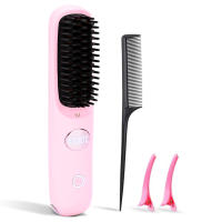 Plancha de pelo portátil, plancha de pelo inalámbrica, pantalla Digital, peine alisador de pelo, 3 temperaturas ajustables para viajes en casa - details 4