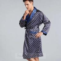 Bata de talla grande 3XL 4XL 5XL para hombre, ropa de dormir, Kimono a rayas azul marino, albornoz con bolsillo, ropa de verano de satén para el hogar, ropa de salón - details 4