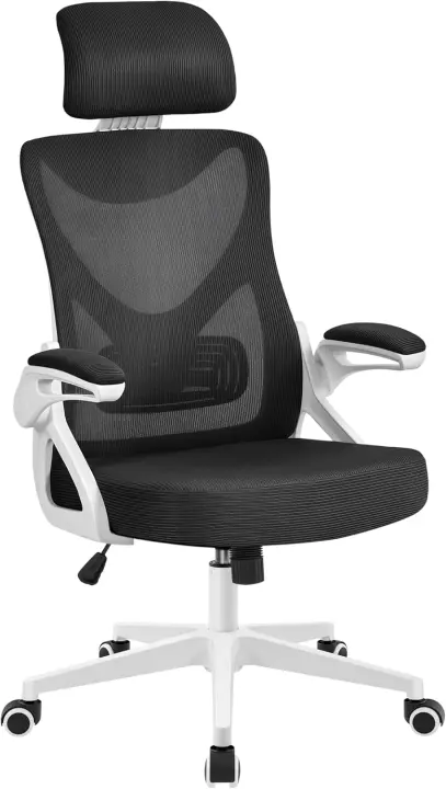 Silla de Oficina Ergonómica Silla Reposabrazo Ajustable Silla Oficina Trabajo con Reposacabeza Silla Giratoria Negro - 1